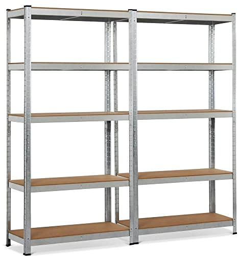 Yaheetech 2X Schwerlastregal 180x90x40 cm Kellerregal 5 Böden Lagerregal Steckregal Werkstattregal Garage 875kg