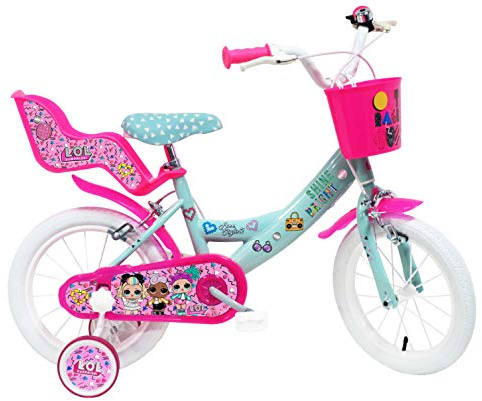 Denver Bike 14 LOL Stadtfahrrad für Mädchen, 35,6 cm (14 Zoll), Stahl, Rosa/Türkis/Weiß
