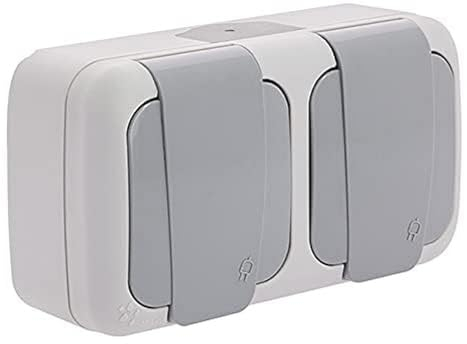 Étanche Double Prise 2P+T gris