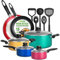 NutriChef bateria de cocina, 15 piezas, Coloridas, Tapas Antiadherentes, Libres de PTFE/PFOA/PFOS, Resistentes.