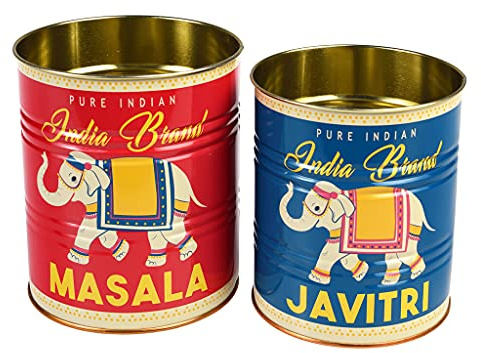 dotcomgiftshop Rex London Masala and Javitri Storage Tins Set of 2 - Decorative Tin, Medium