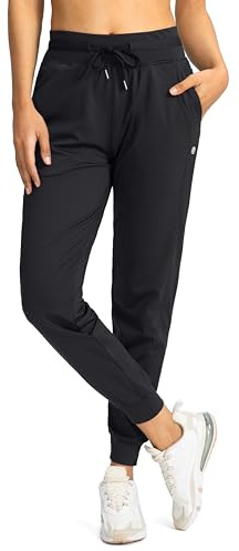 G Gradual Women's Joggers Pants with Zipper Pockets High Waisted Athletic Tapered Sweatpants for Women Workout Lounge (Black, Medium)