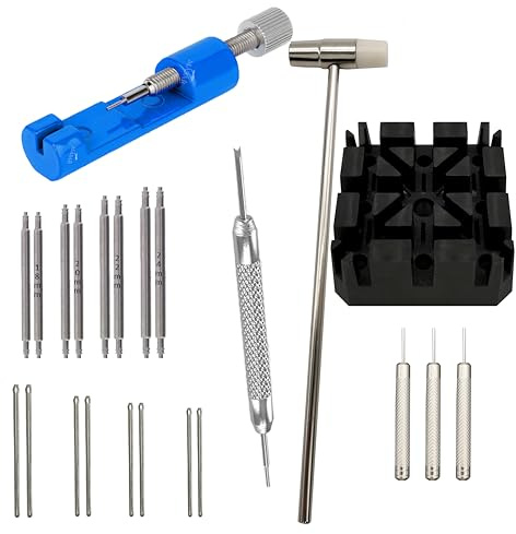 masar Kits - INOX 304 - Werkzeug zum Anpassen des Uhrenarmbands - Pin-Entferner - Stiftaustreiber - Hammer, 23 Stück