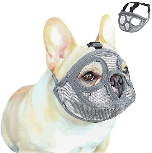 Maulkorb für Hunde, kurz, aus Netz, Maulkorb, französische Bulldogge, verstellbar, Maulkorb für Hunde, atmungsaktiv, Maulkorb für Hund, Kauen, Boyer, Training
