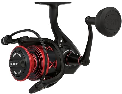PENN Fierce IV Salzwasser-Spinnrolle – vielseitige Meeresangelrolle für Boot, Kajak, Ufer, Spinning, Jiggen, Surfen und Allround-Einsatz, 5000, schwarz/rot
