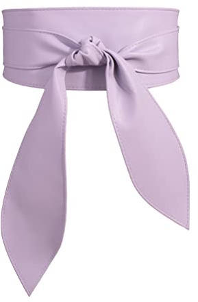 FEOYA Wickelgürtel Damen Party Kleidgürtel Hochzeit Obi Breiter Gürtel für Kleid Damen Schärpe Gürtel Kunstleder Leder Brautgürtel Bindegürtel Taillengürtel Elegante Wickel Retro zum Schnüren Lila L