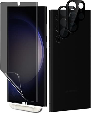 PaceBid Privacy Schutzfolie Kompatibel mit Samsung Galaxy S23 Ultra 5G, [1+2 Stück] TPU Flexibles Anti-Spy Displayschutzfolie + Kamera Glasfolie [Kratzfest] [Positionierhilfe] für Galaxy S23 Ultra 5G
