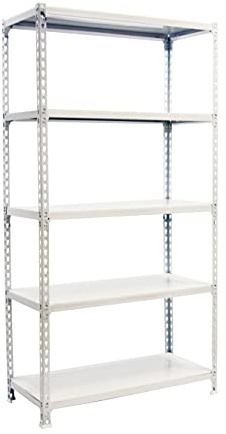 PROREGAL Metallregal Big Metal Shark mit Metallböden | HxBxT 200x120x50cm| Fachlast 200kg | Weiß Schwerlastregal Metallsteckregal Lagerregal Werkstattregal Kellerregal