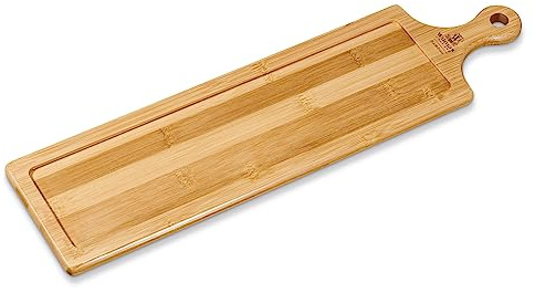 WILMAX - PLATEAU 45,5 X 12 CM - Plateau en bois - en bambou- Planche à découper - Plateau à fromage - Cloche à fromage - Planche à petit-déjeuner - Planche de cuisine - Planche à découper -