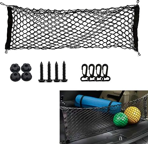 Kofferraum Gepäcknetz Gepäcknetz Auto dehnbar 110 * 40cm im Taschenstil mit ABS-Haken Hochelastisch Kfz Gepäcknetz für die meisten Autos Schwarz