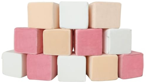 Wonder Space Peluche Schiuma Costruzioni - Costruire Pila Asilo Giocattoli Per Bambini Piccoli, Morbido e Liscio, Apprendimento Precoce, Abilità Motorie e Cervello Sviluppo (Piazza, Arrossire)