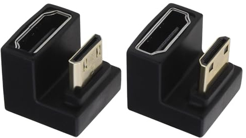 Be In Your Mind 2 Stück Mini-HDMI-Stecker auf HDMI-Buchse Verlängerungsadapter Auf- Und Ab-Winkel-Adapter U-Form Mini-HDMI-auf-HDMI-Adapter für Laptops Kameras Tablets