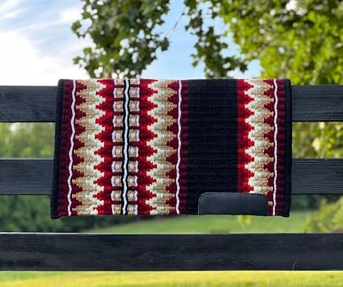 EQUIGEAR Western Show Horse Satteldecke aus neuseeländischer Wolle, Western-Design, handgefertigte Satteldecke, Wollpolster, Sensor Flex (Anpassung möglich), SX15 (34 x 33)