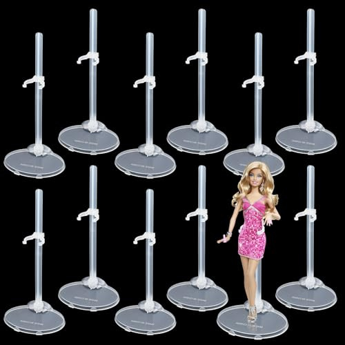 Anseom 12 stycken dockställ, justerbart dockstativ, plastdockställ klart dockställ visningshållare plast dockstativ actionfigurer docktillbehör för 9–11 tum Barbie-dockor