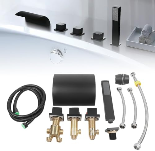 HPDTZ Robinet de baignoire cascade en laiton chromé à 3 poignées avec cascade