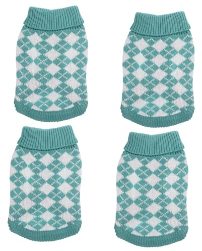Sosoport 4stücke Klassischer Hunde-Pullover Mit Karomuster Warmhaltende Winterbekleidung Für Kleine Bis Große Hunde Atmungsaktiv Und Bequem Für Partys Und Tägliche Aktivitäten