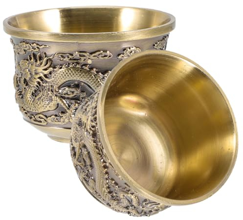 CIYODO Tazas De Té Vintage Chino 2 Piezas Pequeñas De Aleación De Zinc Resistentes Para Uso Doméstico y Decoración De Salón De Té Estilo Retro Tradicional