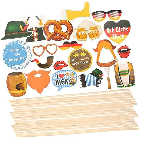 CHILDWEET 1satz Oktoberfest Party Deko Teiliges Mit Witzigen Zeichen Herzbrille Und Bierkrug Requisiten Für Unvergessliche Und Festlichkeiten
