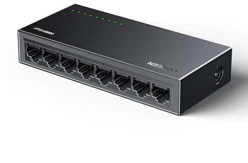 UGREEN Switch di Rete Ethernet 8 Porte Splitter Gigabit Lan Velocità 10/100/1000 Mbps, Regolazione Duplex, Plug and Play, Hub RJ45 per TV/Laptop/Router/Monitor