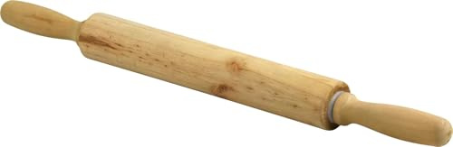 Wooden Rolling Pin, Rotating Centre Dough Roller with Handles for Baking (43x4cm Medium)