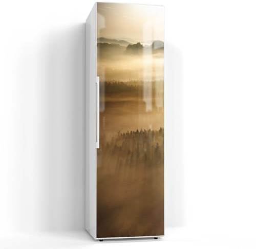 DEQORI Magnetfolie für Kühlschrank 60x200 cm | Motiv Goldener Waldhauch | dekorative Magnetmatte Gefrierschrank Schutz | Magnet Deko-Folie selbstklebend, magnetisch & beschreibbar