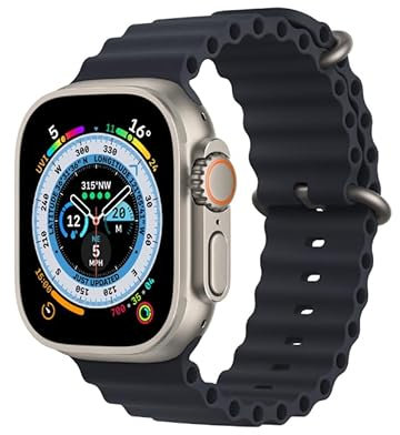Apple Watch Ultra 2 (GPS+CELLULAR, 49MM) Titanium Case with Black Ocean Band, One Size (Renewed)