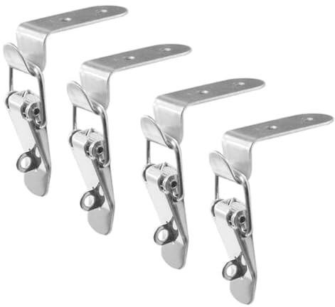 4 PCS Stainless Steel Tension Clasps - 90° Toolbox Latches with Spring Toggle Mechanism | Heavy-Duty Lock Hasp for Engine Hoods, Cabinets & Storage Cases