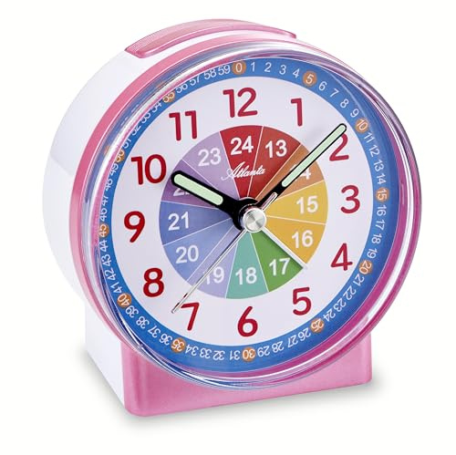 Kinderwecker ohne Ticken Schleichende Sekunde Analog Licht - 2126/1 Rosa