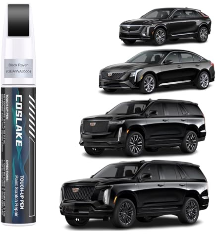 COSLAKE Car Touch Up Paint(Black Raven(GBA/WA8555)) for Cadillac, Car Paint Scratch Repair Kit, Quick & Easy Solution to Repair, 2 in 1 Scratch Remover Pen with 2PCS Disposable Micro Applicators