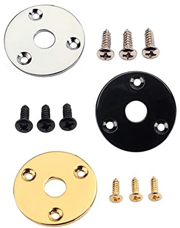 Vaguelly Plaque de Prise Jack Ronde Argentée Surface Brillante en Fer et Cuivre Plaqué avec Vis de Montage Aspect Élégant pour Guitare Électrique et Basse