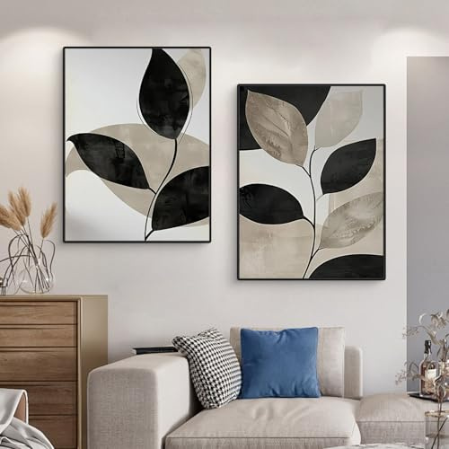 Ueiwffzo 2er Poster Set, Abstrakt Wandbilder Poster Vintage, Schwarz und Weiß Kunstdrucke Wandbild Wandposter Bilder Set Leinwand Wohnzimmer Bilder Decor, Ohne Rahmen (30x40cm)