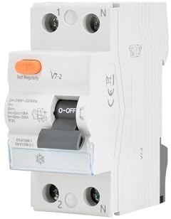 Interruptor diferencial AC 2P 25A 300mA, protección contra sobrecargas, cortocircuitos y fugas de corriente para seguridad eléctrica.