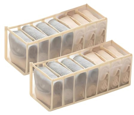 THXFUNAREA 2 Pezzi Organizer Per Reggiseni Cassetti,Organizer pieghevole per armadio,Divisori per Cassetti Separatori per Cassetti Organizzatore Cassetti,per Calze,Biancheria Intima