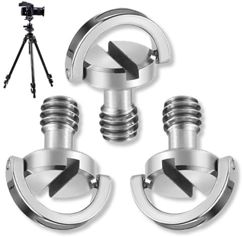 KEQAR Piastra a sgancio rapido a 3 pezzi con anello a D, filettatura 1/4-20, viti di montaggio, acciaio inox, treppiedi per fotocamera, attrezzatura fotografica