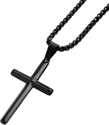 Whltzf Collana religiosa con ciondolo a forma di crocifisso, ipoallergenica, gioiello per il collo, comodo da indossare, collana con crocifisso in acciaio