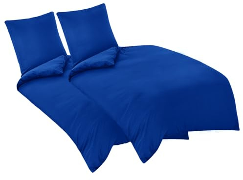 Aisbo Bettwäsche 135x200 4teilig Blau - Mikrofaser Bettwäsche-Sets Königsblau mit Reißverschluss, ÖKO-TEX Bettbezug 135 x 200 cm 4tlg mit Kissenbezug 80x80 cm, Weich und Bügelfrei