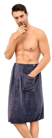 JACKANNA Kilt per sauna da uomo: regolabile ed elastico, asciugamano da sauna ad asciugatura rapida (70 x 140 cm), ideale per palestra, doccia e sauna (grigio, 70 x 140 grandi)