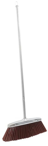 MOTHNUR Stainless Steel Handle Home Broom Thick Bristles Indoor Floor Sweeper for Household Cleaning with Hanging Ring Easy Storage