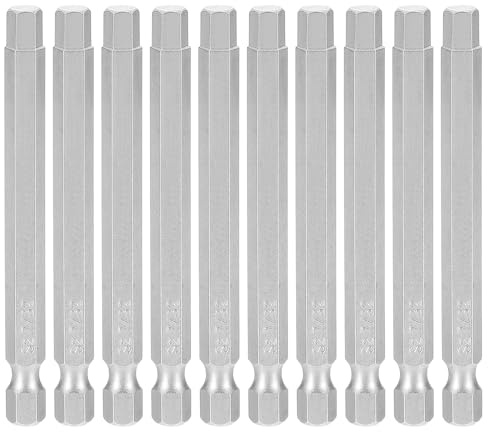 sourcing map 10 punte per trapano a testa esagonale da 7/32 SAE 1/4 gambo esagonale 75 mm lunghezza S2 in acciaio magnetico avvitatore a percussione industriale esagonale punta per cacciavite