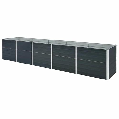 Trädgårdsbädd av galvaniserat stål 400 x 80 x 45 cm antracit – upphöjd bädd för grönsaker och blommor, hållbar och väderbeständig – perfekt för trädgård och terrass