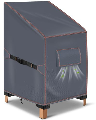 Gartenstuhl Abdeckung, Schutzhülle für Stapelstühle, Grau, 80x85x60/90cm | Abdeckung gartenmöbel winterfest, abdeckung gartenstühle, abdeckhaube gartenmöbel, 420D oxford, wetterfest, wasserdicht