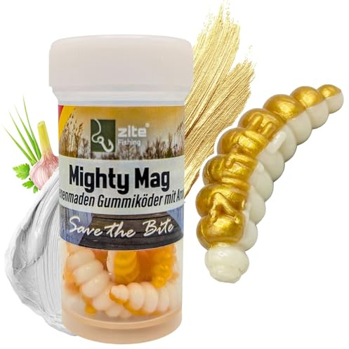 Zite Fishing Mighty Mag Mix 12 STK - Bienenmaden Imitat 2,8cm Forellenköder | Neuheiten – Gummiköder Forellen-Angeln - Phthalatfrei mit Aroma, Forellen Köder