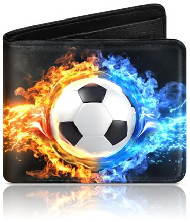 Ruispeed Jungen Geldbeutel Cool Bifalt Portemonnaie mit Fußball Muster RFID Schutz ID Fenster und Münzfach Ideal als Geburtstags Jungen 8-15 Jahre