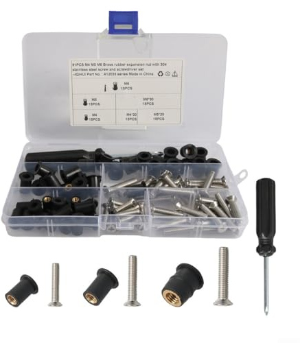 Desiumite Kit di dadi di espansione in gomma per autoveicoli con viti in acciaio inox per barche, kayak, moto e camper riparazione o manutenzione (91 pezzi)