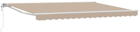 LMTYOENFG Toldo eléctrico beige, 4 x 3,5 m, extensible con brazo articulado, con mando a distancia y manivela, media cassette, protección contra el viento, para terraza, jardín, balcón, montaje en