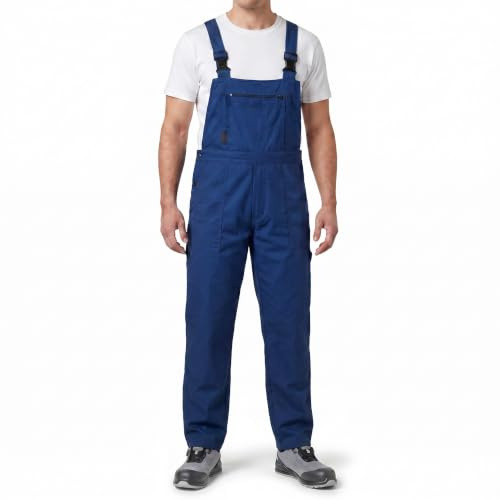 Stenso Pluton Arbeitslatzhose Herren Klassische Arbeitshose | Klassische Latzhose Herren Arbeitshose, 2 Vordertaschen, 2 Gesäßtaschen, Werkzeugtasche, Brusttasche mit Reißverschluss