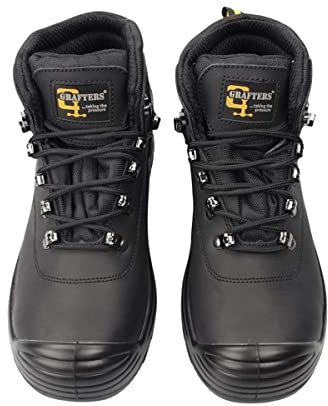 Grafters Mens Super Wide EEEE Fitting Safety Boots (9 UK) (Black)