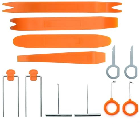 JZK Kit 12 Strumenti smontaggio Leve per smontare autoradio Pannelli Portiere cruscotto Maniglie Porta bocchette aerazione Set Attrezzi rimozione Riparazione per togliere staccare Auto Motocicletta