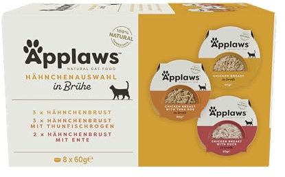 Envase de comida húmeda para gatos Applaws Premium, selección de pollo en caldo, envase de 60 g (60 g x 32 envases)