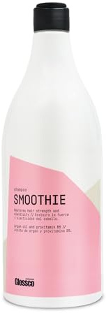GLOSSCO PROFESSIONAL - Champú Pelo Fino y Seco Smoothie Shampoo, 1000 ml, con Aceite de Argán y Provitamina B5, Restaura la Fuerza y Elasticidad del Cabello, Hidrata y Nutre, Olor a Nata y Fresa